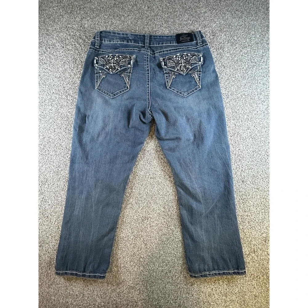 love indigo jeans Size 14 Crop BLING FLAP POCKET - Picture 8 of 12